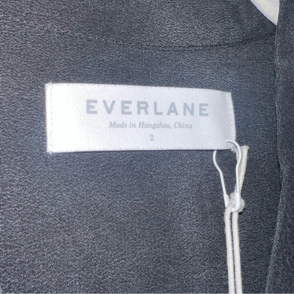 NWT Everlane The Silk Square Shirt Dress in black - Picture 5 of 7